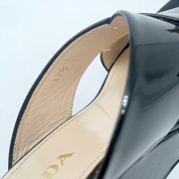 Prada Black Patent Leather Wedges - Picture 6 of 9